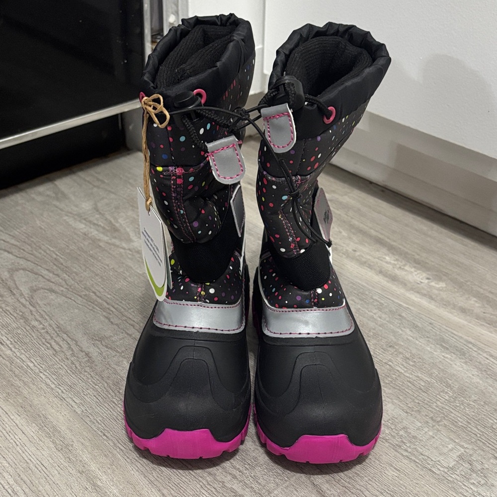 Girls Colorful Snow Boots with Pink Soles